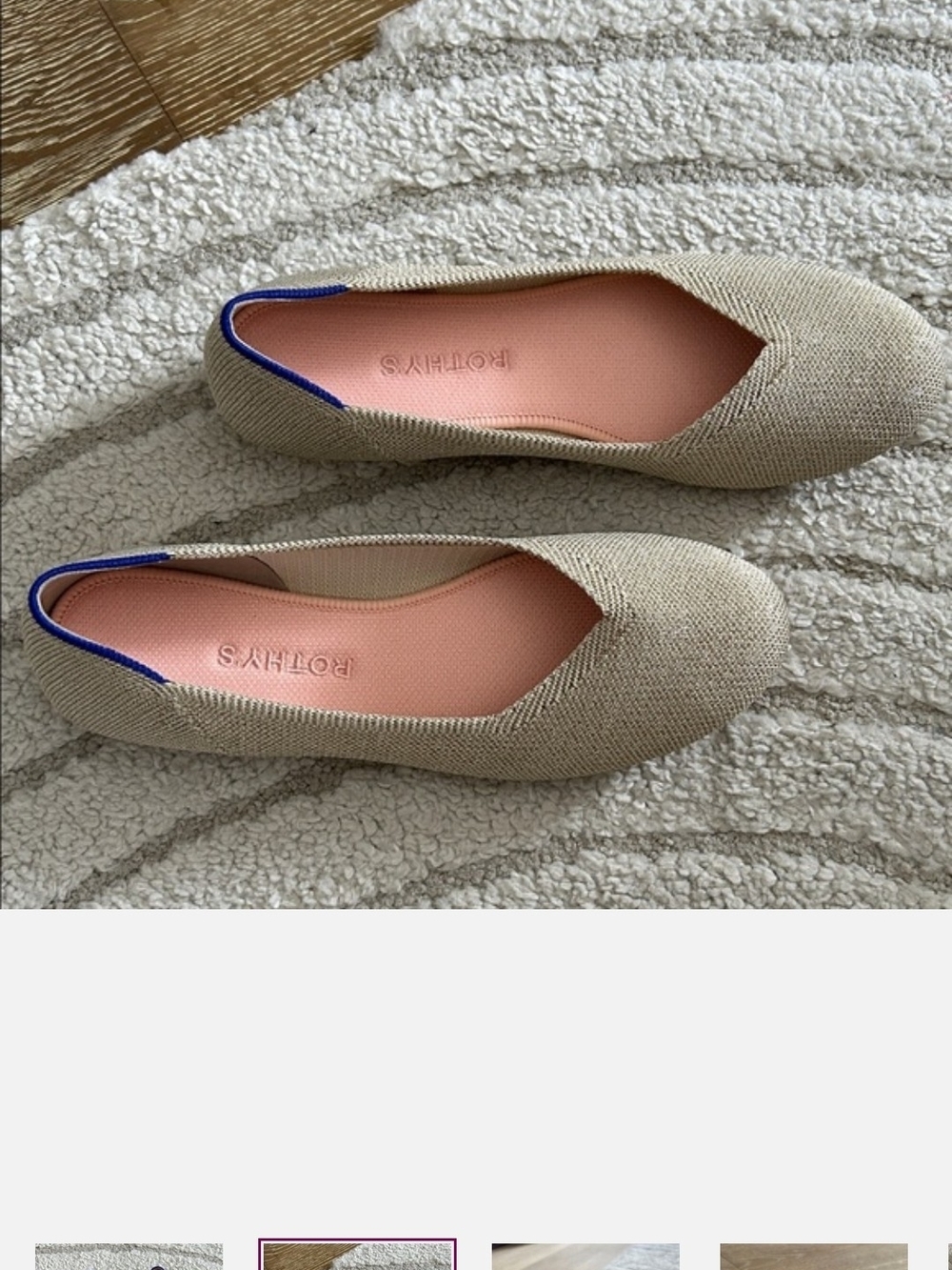 Rothy's Beige Metallic Knit Ballet